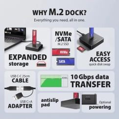AXAGON | USB-C 10Gbps dokstacija M.2 NVMe/SATA SSD | ADSA-M2C11