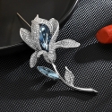Troli Sparkling brooch in the shape of a blooming flower Silver Troli Sparkling brooch in the shape of a blooming flower Silver