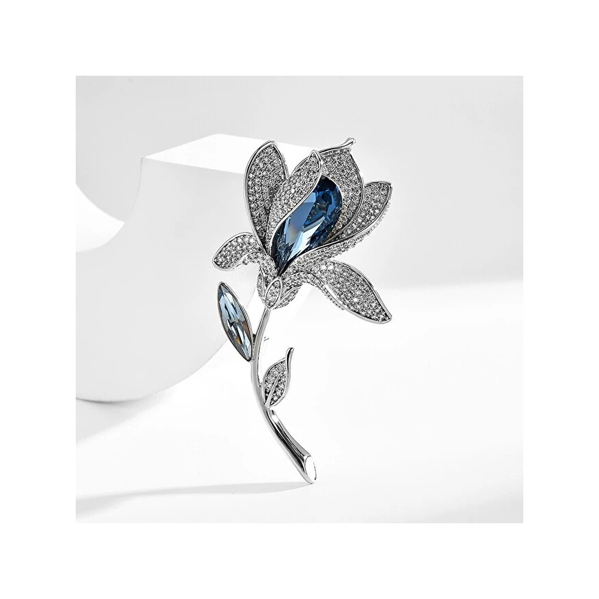 Troli Sparkling brooch in the shape of a blooming flower Sidabrinis – 3