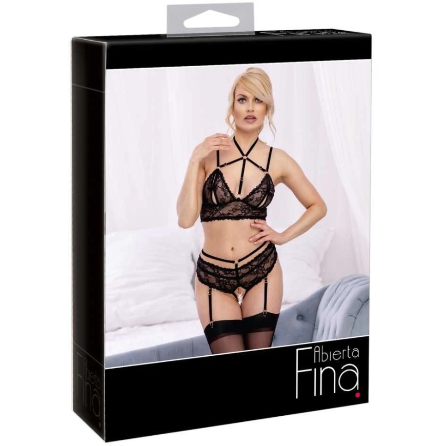 Open Fine sexy set Bra Set black S