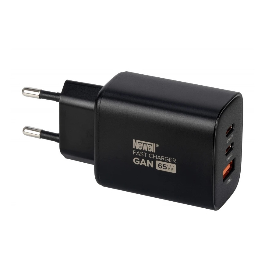 Įkroviklis - Newell GaN 65 W Įkroviklis Su 2 USB-C Prievadais Ir 1 USB-A Prievadu - Juodas – 2