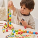 Viga Toys VIGA koka pērlītes pavediena secību rakstiem 64 gab. 3+