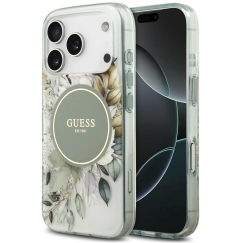 Guess IML Flower & Tonal Circle MagSafe Case for iPhone 18 Pro / 17 Pro green