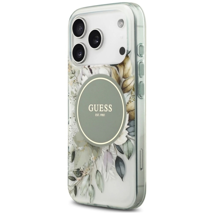 Dėklas Guess IML Flower & Tonal Circle MagSafe do iPhone 18 Pro / 17 Pro žalia – 2