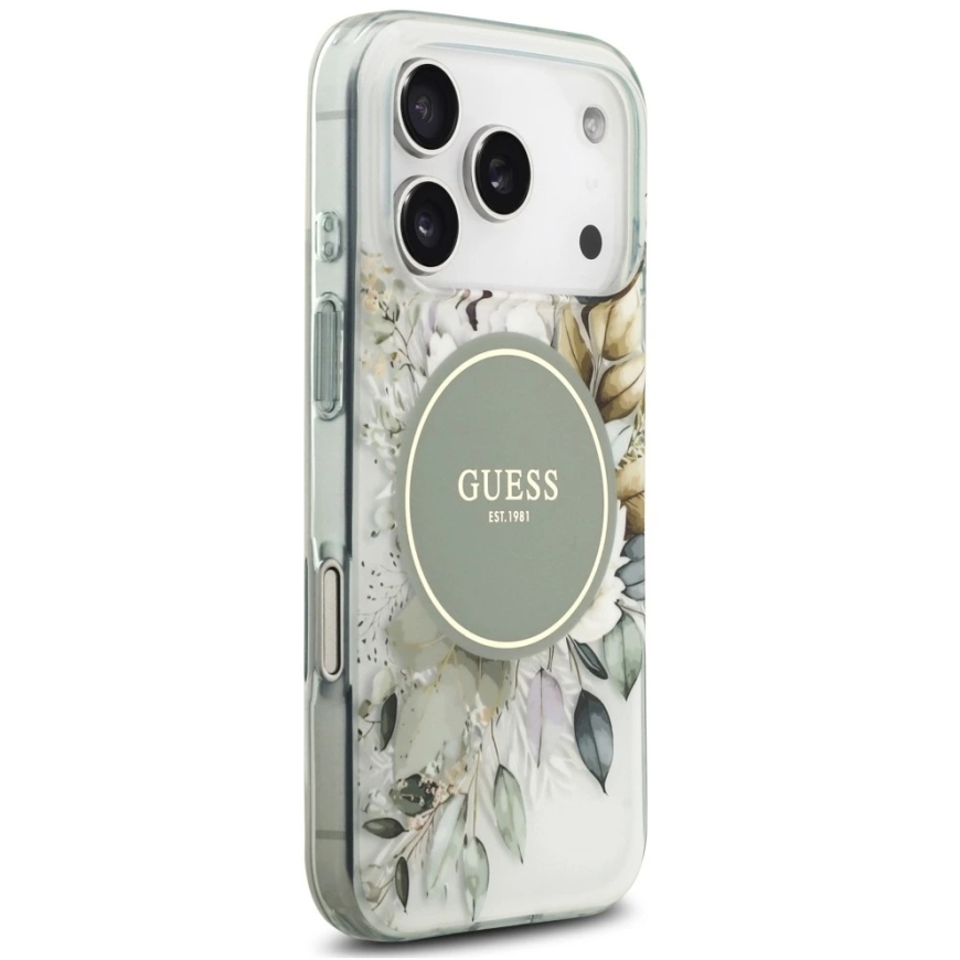 Guess IML Flower & Tonal Circle MagSafe Case for iPhone 18 Pro / 17 Pro green – 4