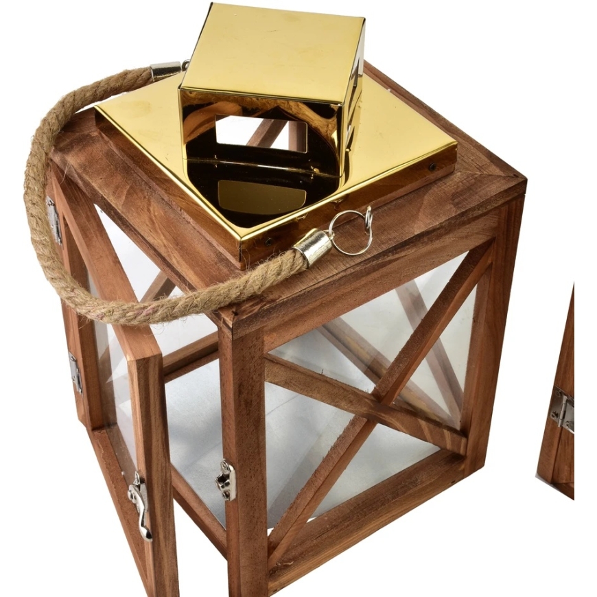 Mondex Since 1986 LEVI GOLD Täydellinen 2 lyhtyä 20,5x20,5x36cm/17x17x26cm kultainen dach, naru – 2
