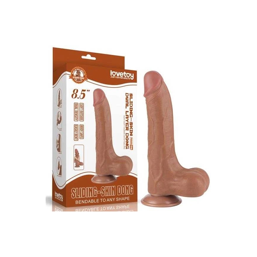 LOVETOY 8,5 colio slankiojančios odos dvisluoksnis dongas, rudas