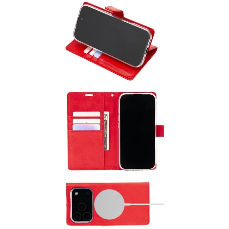 Mercury BlueMoon Diary MagSafe maciņš iPhone 17 Pro / 18 Pro, sarkans – 3