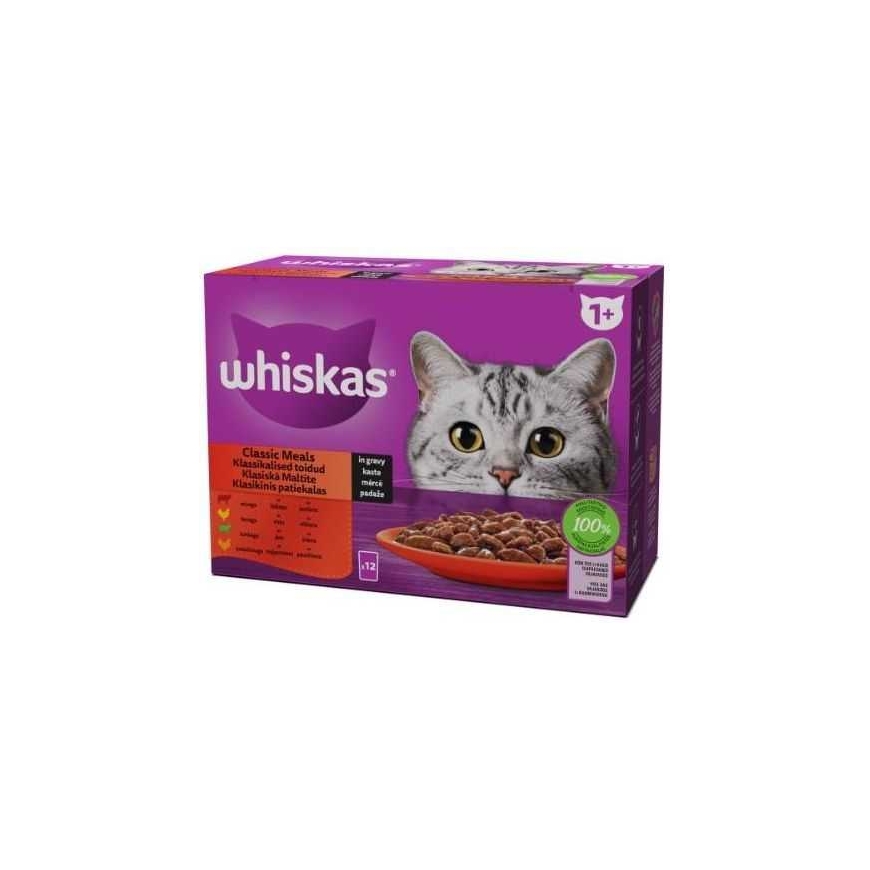 Whiskas Täiskasvanutele Klassikaline Õhtusöök Liha Segasööt 12x85g