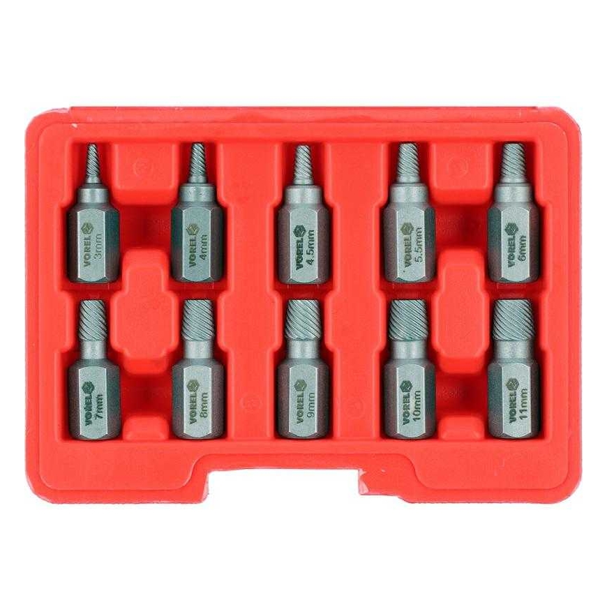 Vorel Toya Sa Poland Screw Extractors | for damaged Hex/Torx/Spline | 3–11 mm | 10 pcs. (24007)