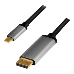 LogiLink CUA0100 kabelių lizdinio / kištukinio jungčių tipo keitiklis DisplayPort USB 3.2 Gen1 Type-C Juoda, Pilka