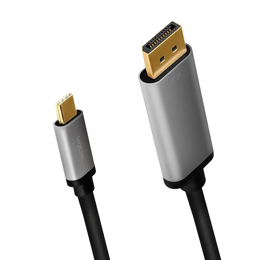 LogiLink CUA0100 kabeļu spraudņu pāreja DisplayPort USB 3.2 Gen1 Type-C Melns, Pelēks – 2
