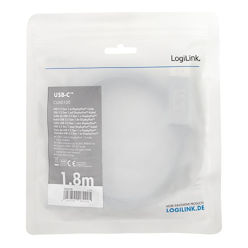 LogiLink CUA0100 гендерный адаптер DisplayPort USB 3.2 Gen1 Type-C Черный, Серый – 3