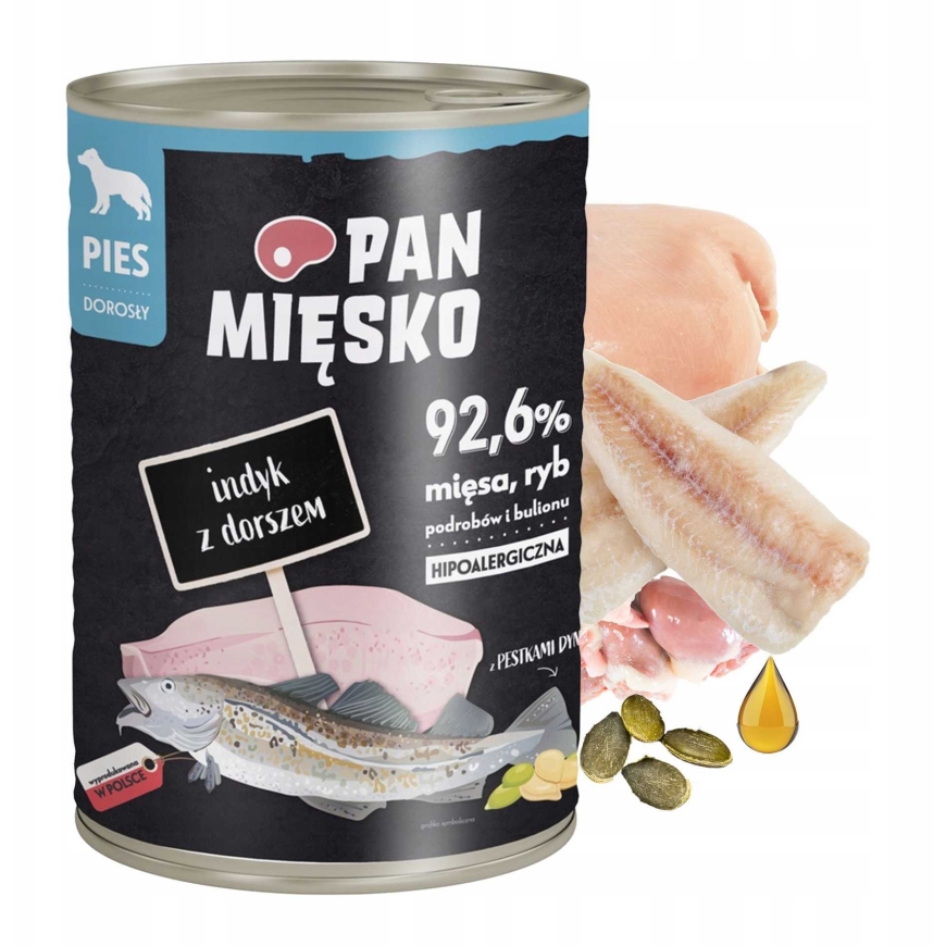 PAN MIĘSKO Пан Мясо Консервы для собак Индейка с треской (взрослый) 400г