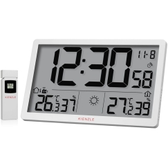 Orų stotelė Bresser KIENZLE Jumbo NEO LCD Weather Sieninis laikrodis baltas (15408)