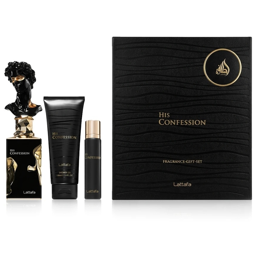 Lattafa His Confession EDP 100 ml + EDP MINI 12 ml + SG 100 ml (vyrams) – 2