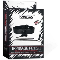 "Lovetoy Juoda" regulējams BDSM rotaļlietu kakla siksna ar ķēdi