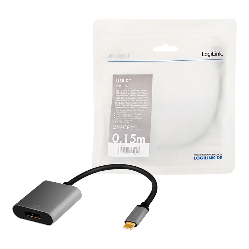 LogiLink CUA0102 гендерный адаптер USB 3.2 Gen1 Type-C DisplayPort Черный – 4