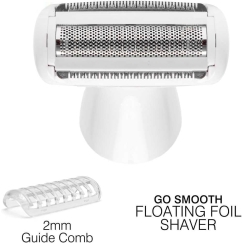 RIO SHTR-EU/1.3 Go Smooth 4-in-1 Sieviešu skuvekļa un bikini trimeris, Balts
