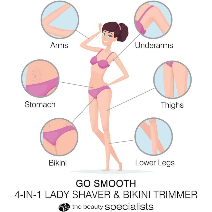 RIO SHTR-EU/1.3 Go Smooth 4-In-1 Lady Shaver & Bikini Trimmer, White – 2