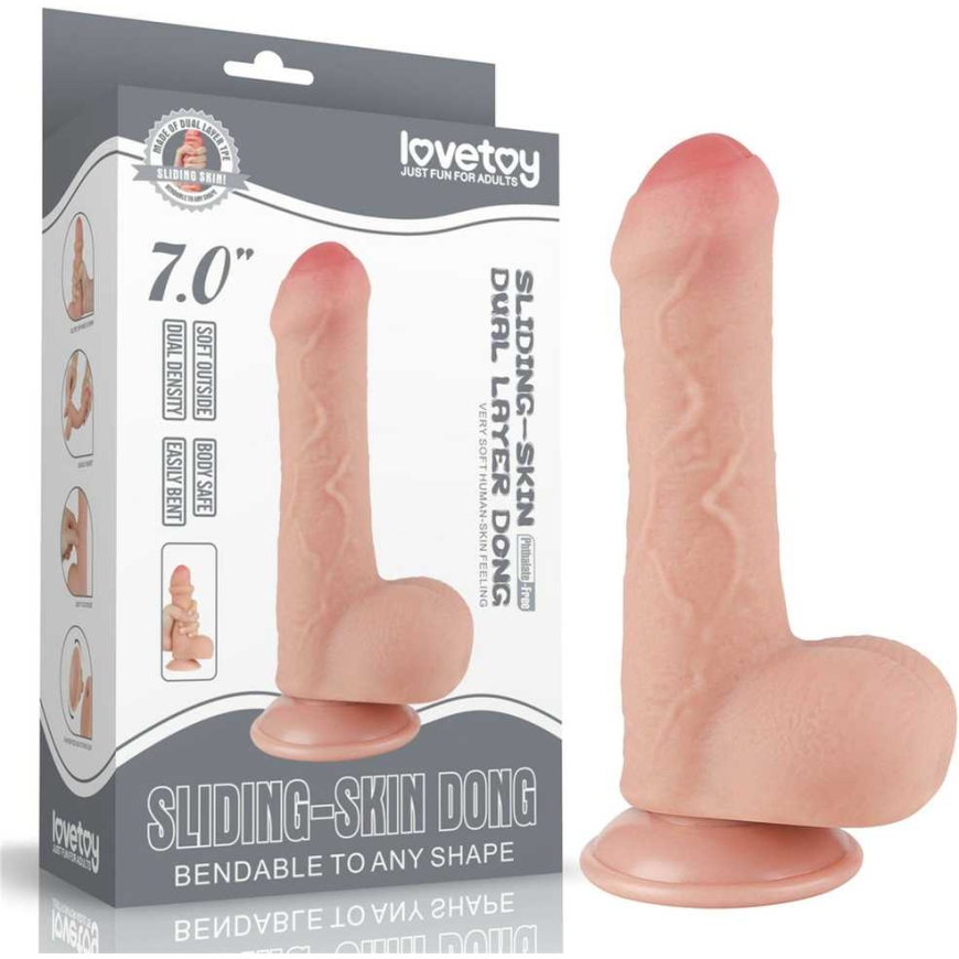 "Lovetoy" 7-inch Sliding Leather Double-Layer Penis "Fleece" – 2