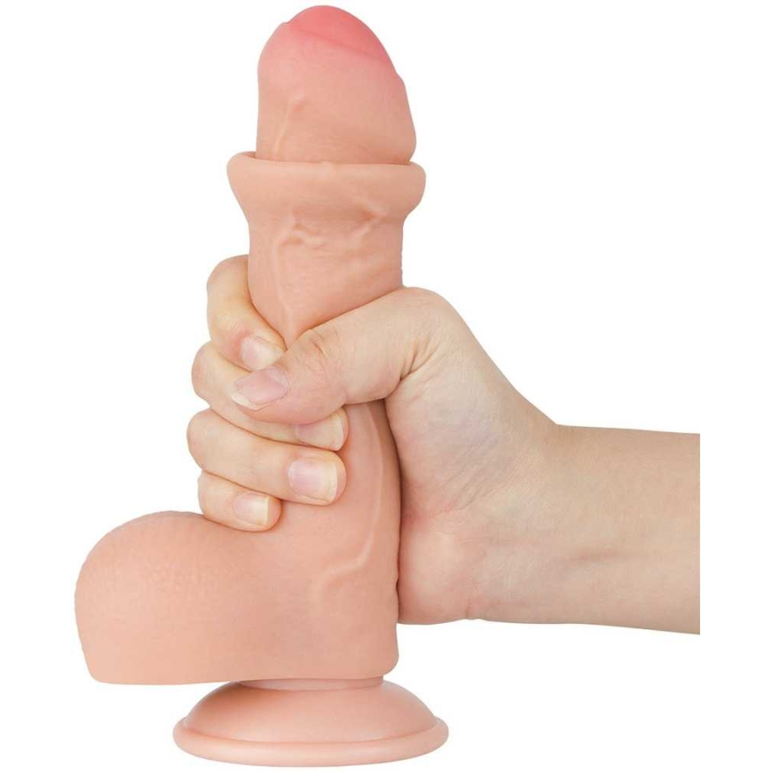 „Lovetoy“ 7 colių slankiojančios odos dvigubo sluoksnio penis „Fleece“ – 5