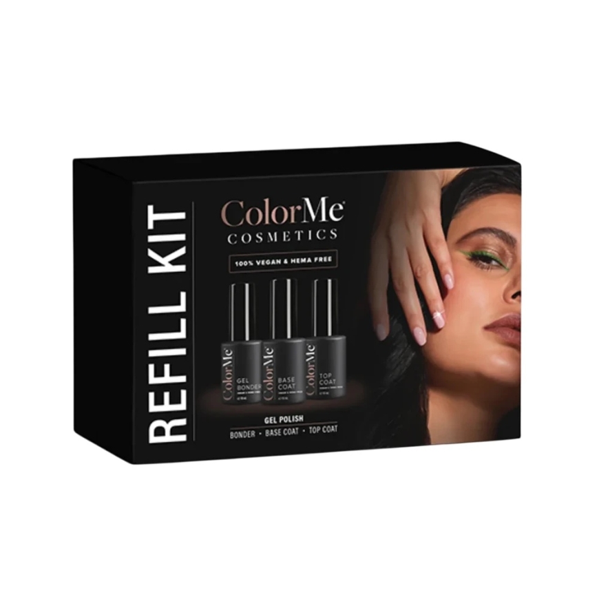 Set ColorMe Cosmetics: ColorMe Gel Semi-Permanent Nagų lakas, 10 ml + ColorMe Base Coat Semi-Permanent Nagų lakas, 10 ml + Color