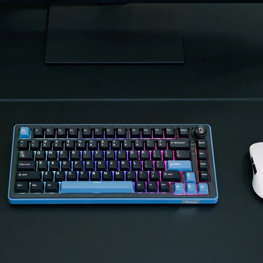 Ducky OK-M 75 žaidimų klaviatūra, 75%, Hot-Swappable, RGB, ANSI – KTT Baby Mėlyni jungikliai – 5
