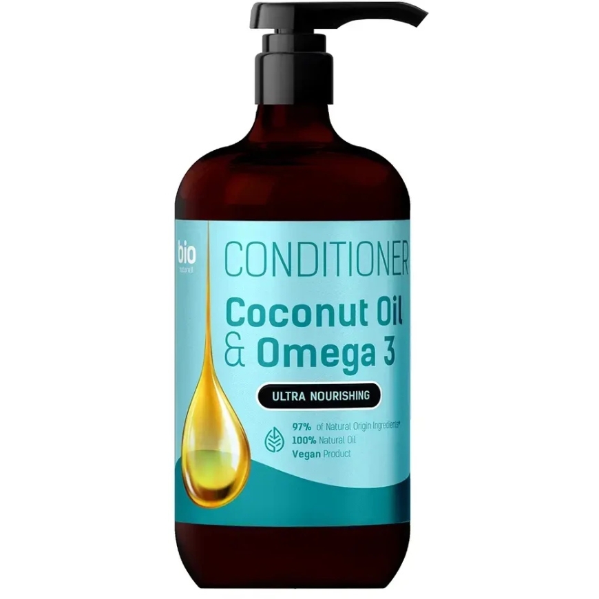 Bio Naturell Kookosöljy & Omega 3 Hiusten Hoitoaine kosteuttava, 946 ml – 3