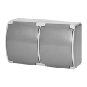 Orno Двухместная розетка 2x2P+Z AQUATIC, IP44, графитовый серый цвет