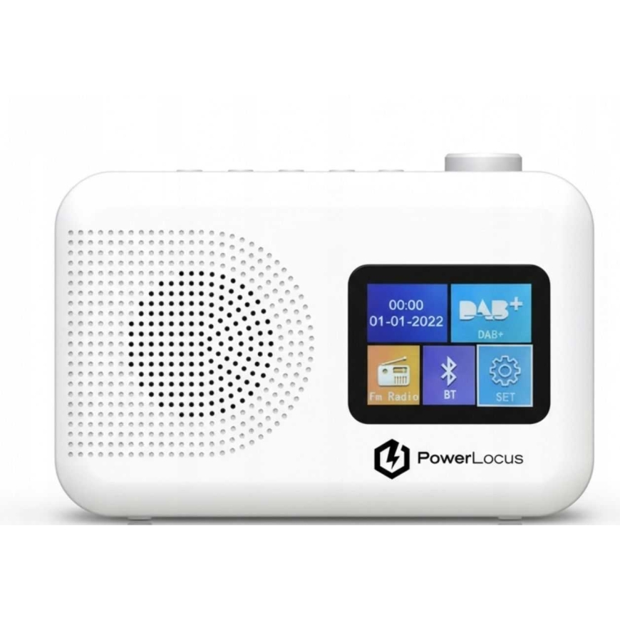 Powerlocus DAB+ FM/AM radijo žadintuvas, baltas