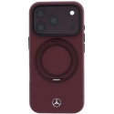 Dėklas Mercedes Leather with Ring Stand MagSafe do iPhone 18 Pro / 17 Pro bordo spalvos