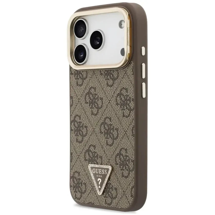 Guess 4G PU Triangle Logo & Stand Camera Magsafe Case for iPhone 18 Pro / 17 Pro brown – 2