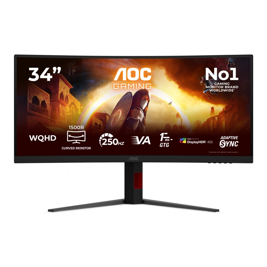 AOC G4 CU34G4ZCA computer monitor 86.4 cm (34") 3440 x 1440 pixels Wide Quad HD Black, Red