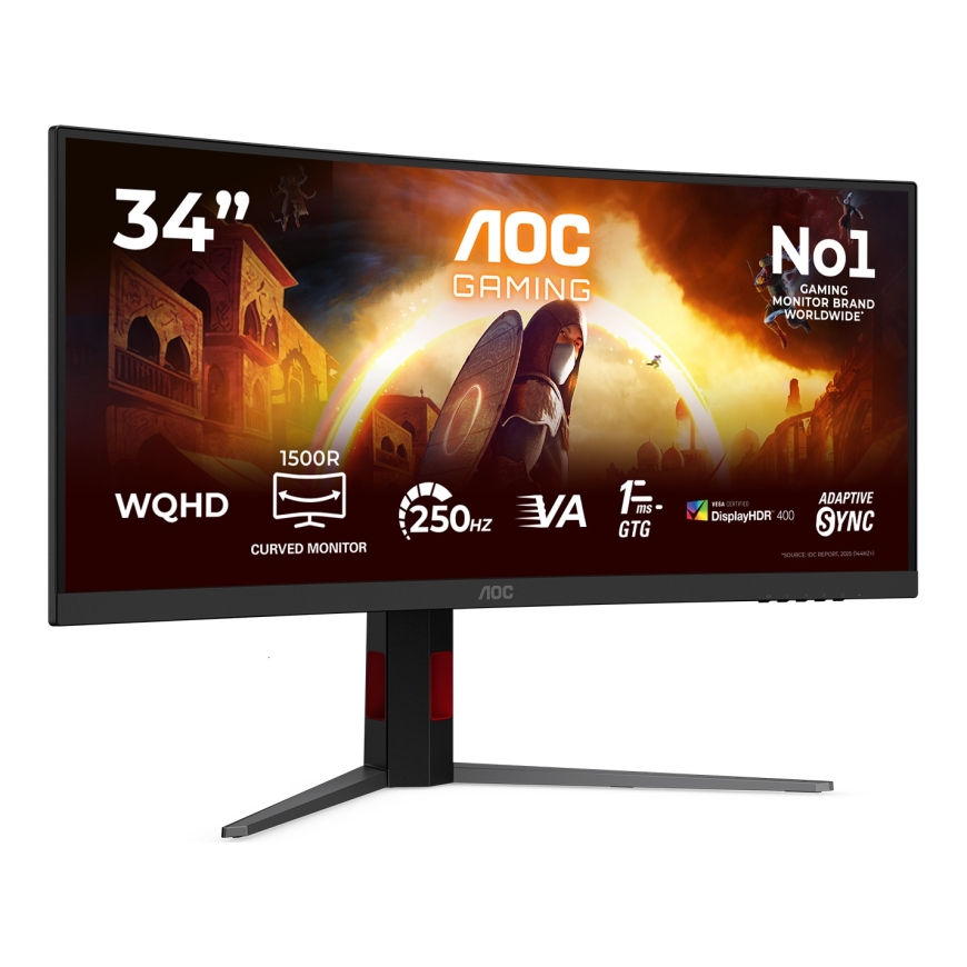 AOC G4 CU34G4ZCA computer monitor 86.4 cm (34") 3440 x 1440 pixels Wide Quad HD Black, Red – 2