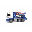 Lean Toys Leikkiautoautonkuljetin urheiluautolla, sininen ja valkoinen, 31,5 × 19,5 × 11 cm