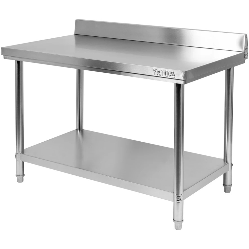 Toya Sa Poland Darbo stalas su lentyna | nerūdijantis plienas | 800x700xH850+100 mm bortelis (YG-09030)