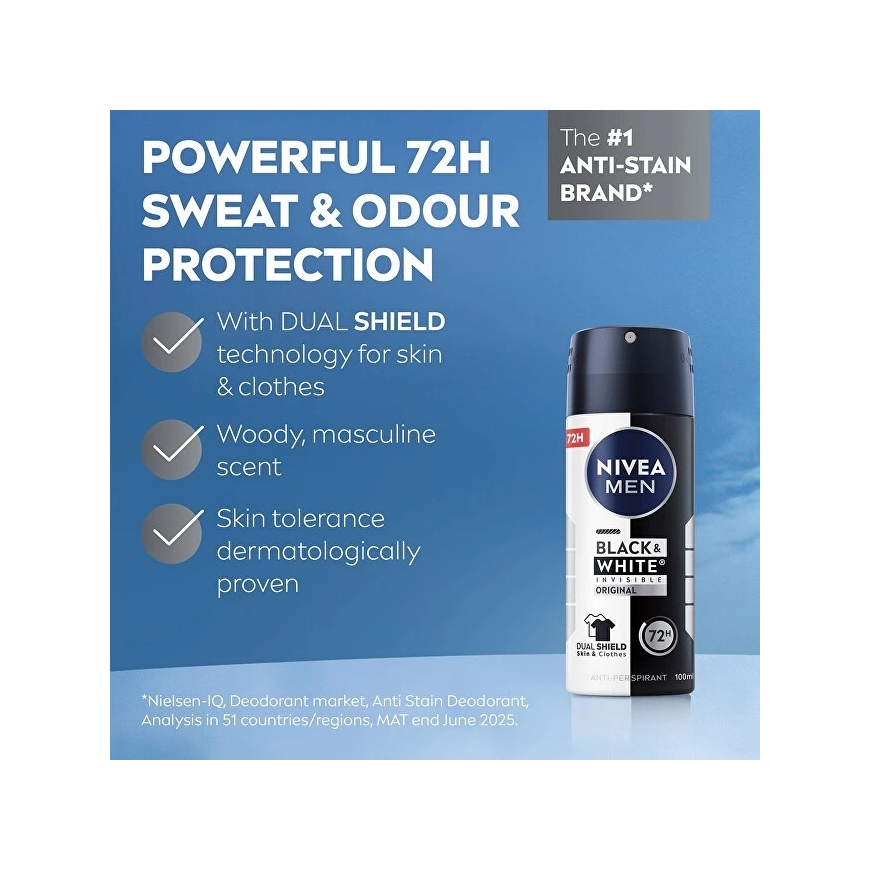 Антиперспирант-спрей для мужчин Nivea Invisible For Black & White (Антиперспирант) 100 мл