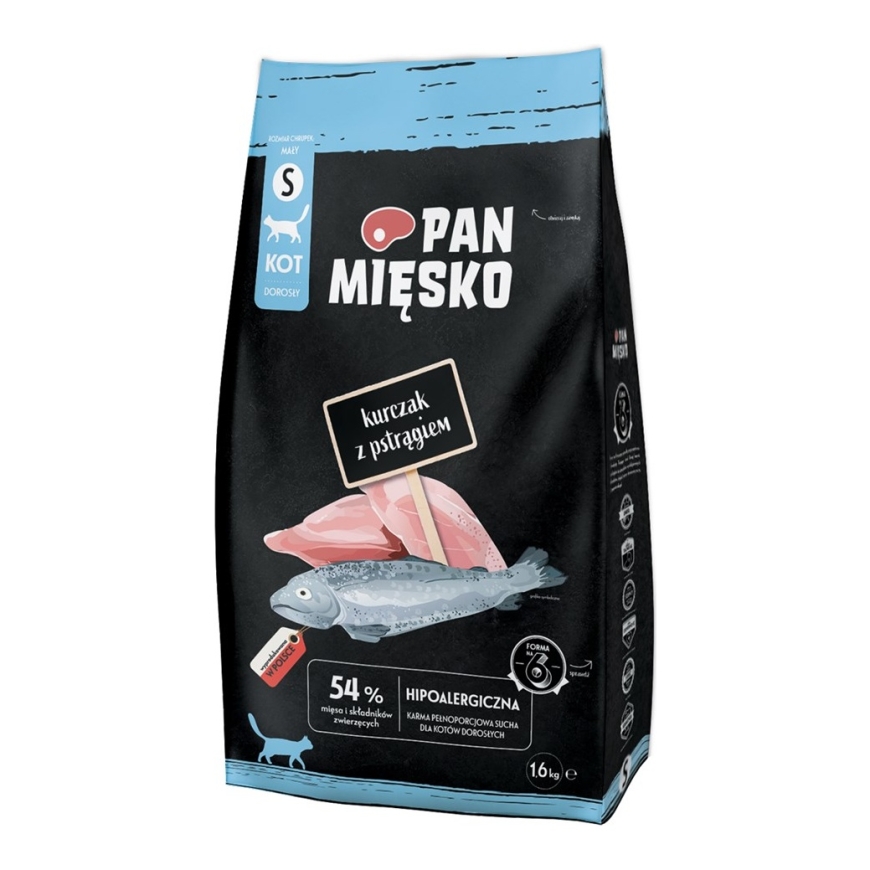 PAN MIĘSKO Курица с форелью S - сухой корм для кошек - 1,6кг
