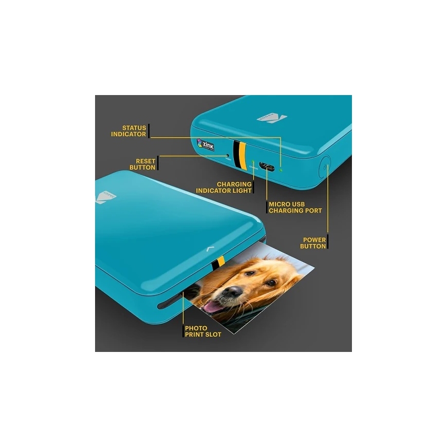 Kodak STEP Портативный мобильный фотопринтер цветной ZINK 2x3'' 1 ppm, Bluetooth, Синий – 2