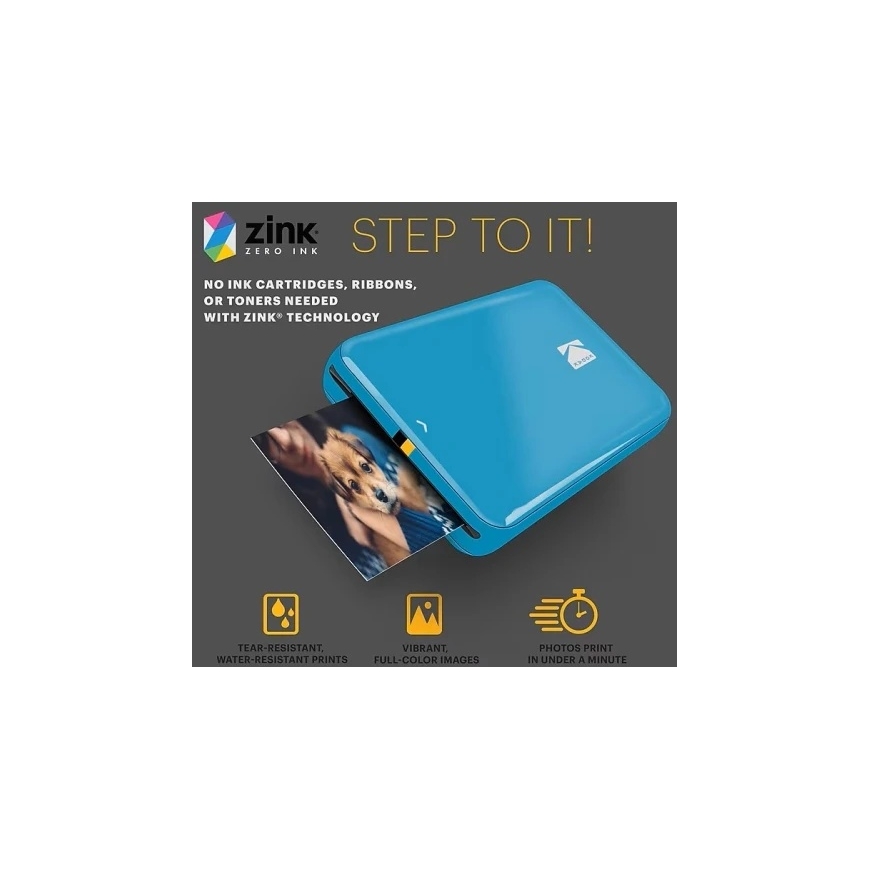 Kodak STEP Portable Mobile Photo Printer Color ZINK 2x3'' 1 ppm, Bluetooth, Blue – 4