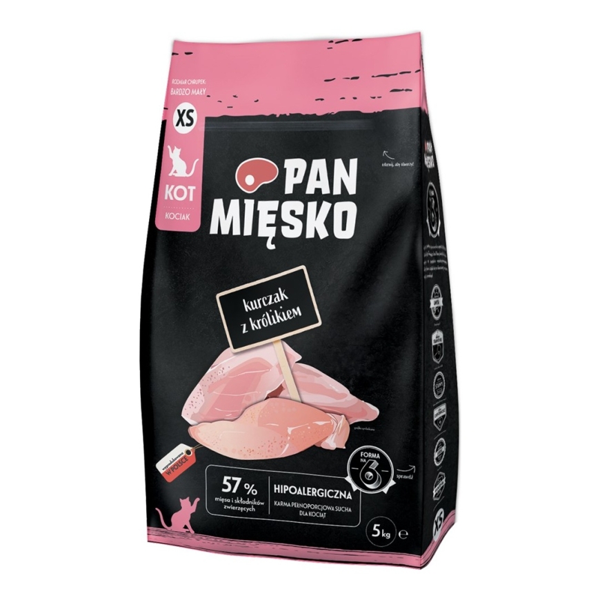 PAN MIĘSKO Kitten Chicken with rabbit XS - kuiva kissanruoka - 5kg