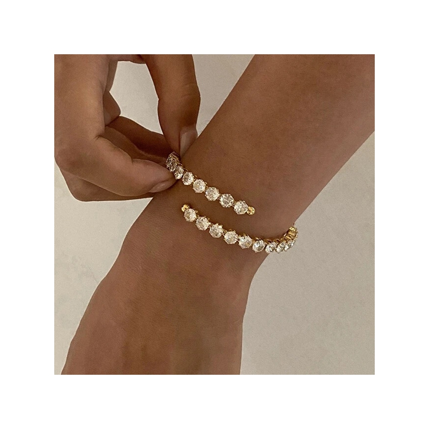 Troli Glittering adjustable bracelet with zircons Gold – 2