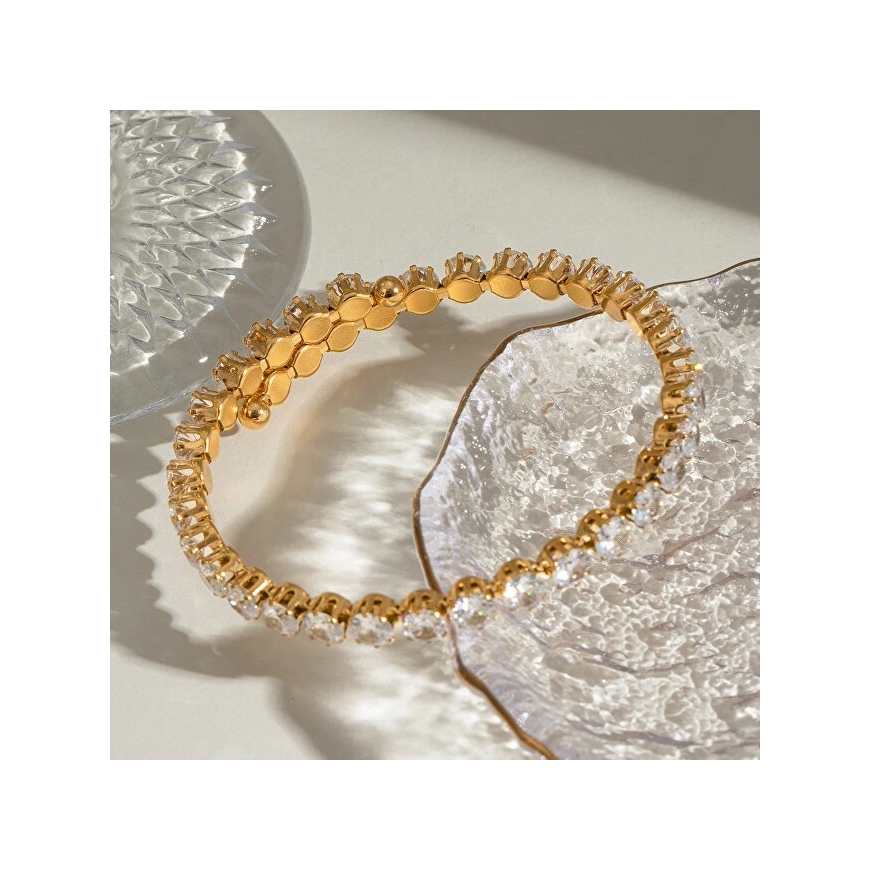 Troli Glittering adjustable bracelet with zircons Gold – 3