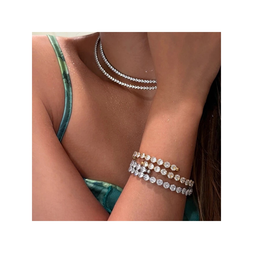 Troli Glittering adjustable bracelet with zircons Gold – 4
