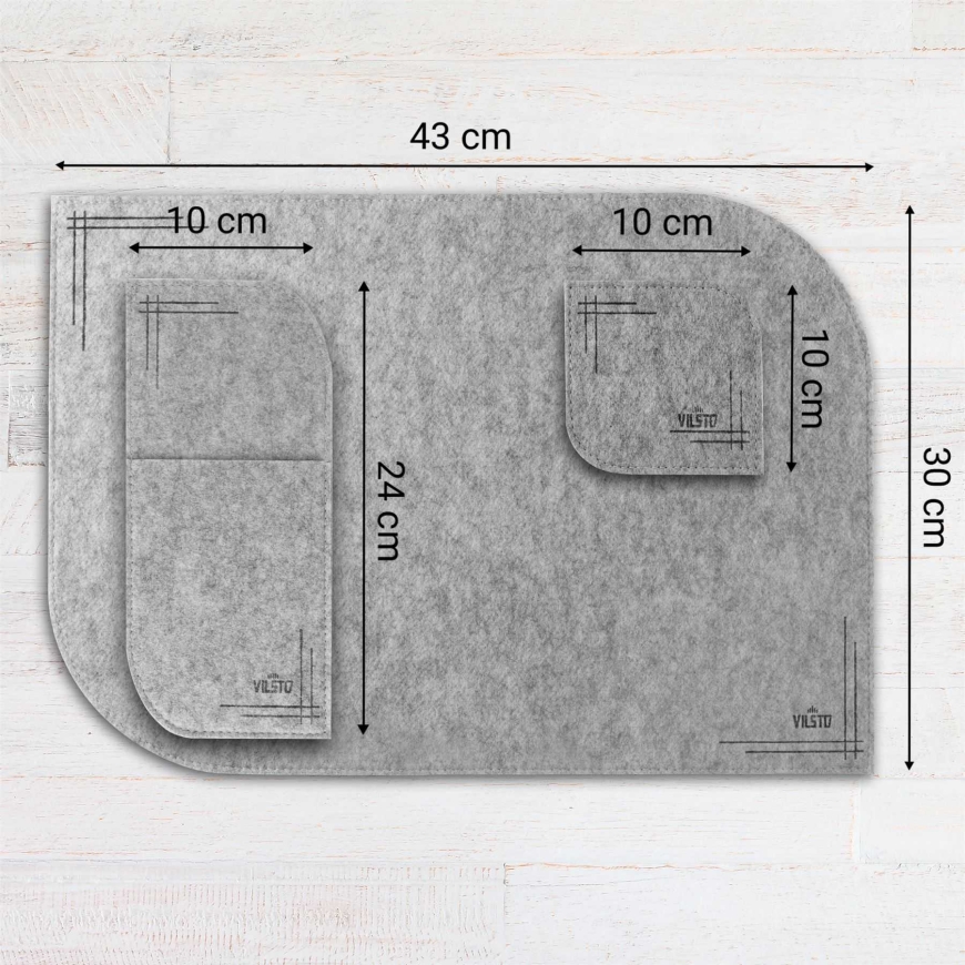 VILSTO Felt fabric table mats (18pcs) Grey – 3