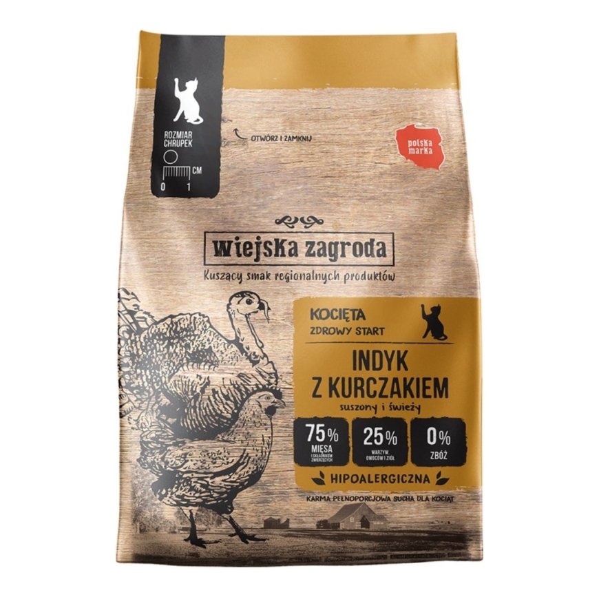 WIEJSKA ZAGRODA Kassi kalkun kana - kuiv toit kassidele - 400g