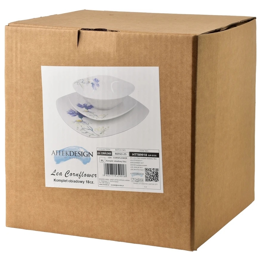 Affek Design LEA CORNFLOWER 18 dalių pietų servizas dubenėlis 16,5 cm 500 ml / 18 cm / 24 cm – 5