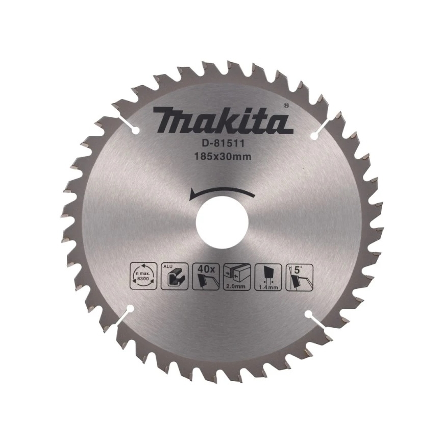 Makita D-81511 T.C.T. zāģis 185X2.2X30mm 5° T40 specializētai alumīnija griešanai