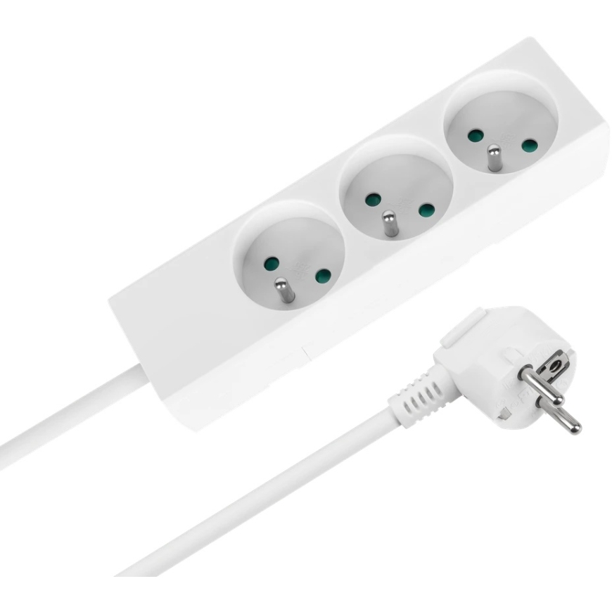 Power Strip, 3 Sockets, 2 m, French Type, Without Switch (3x1.5 mm), Rebel White – 2